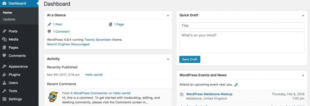 El escitorio de WordPress es facil de usar